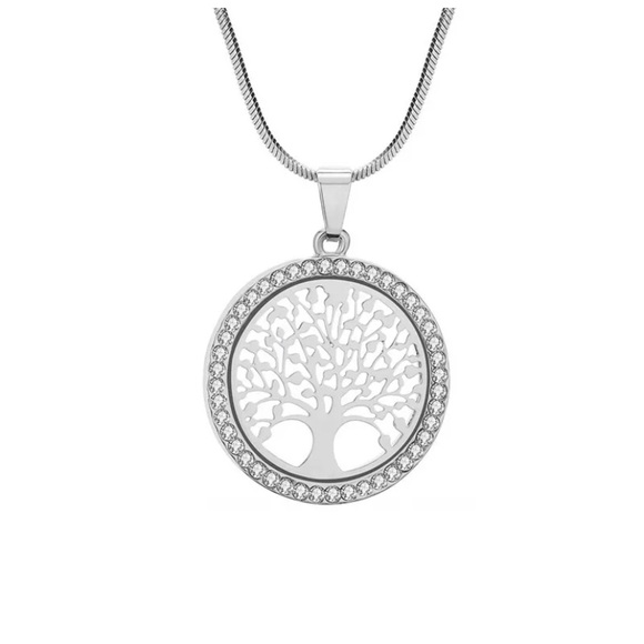 Tree Of Life Crystal Round Small Pendant Necklace - Picture 2 of 6